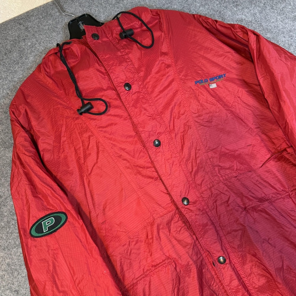 Polo Ralph Lauren Jacket Mens Medium Red Polo Sport Hooded Windbreaker